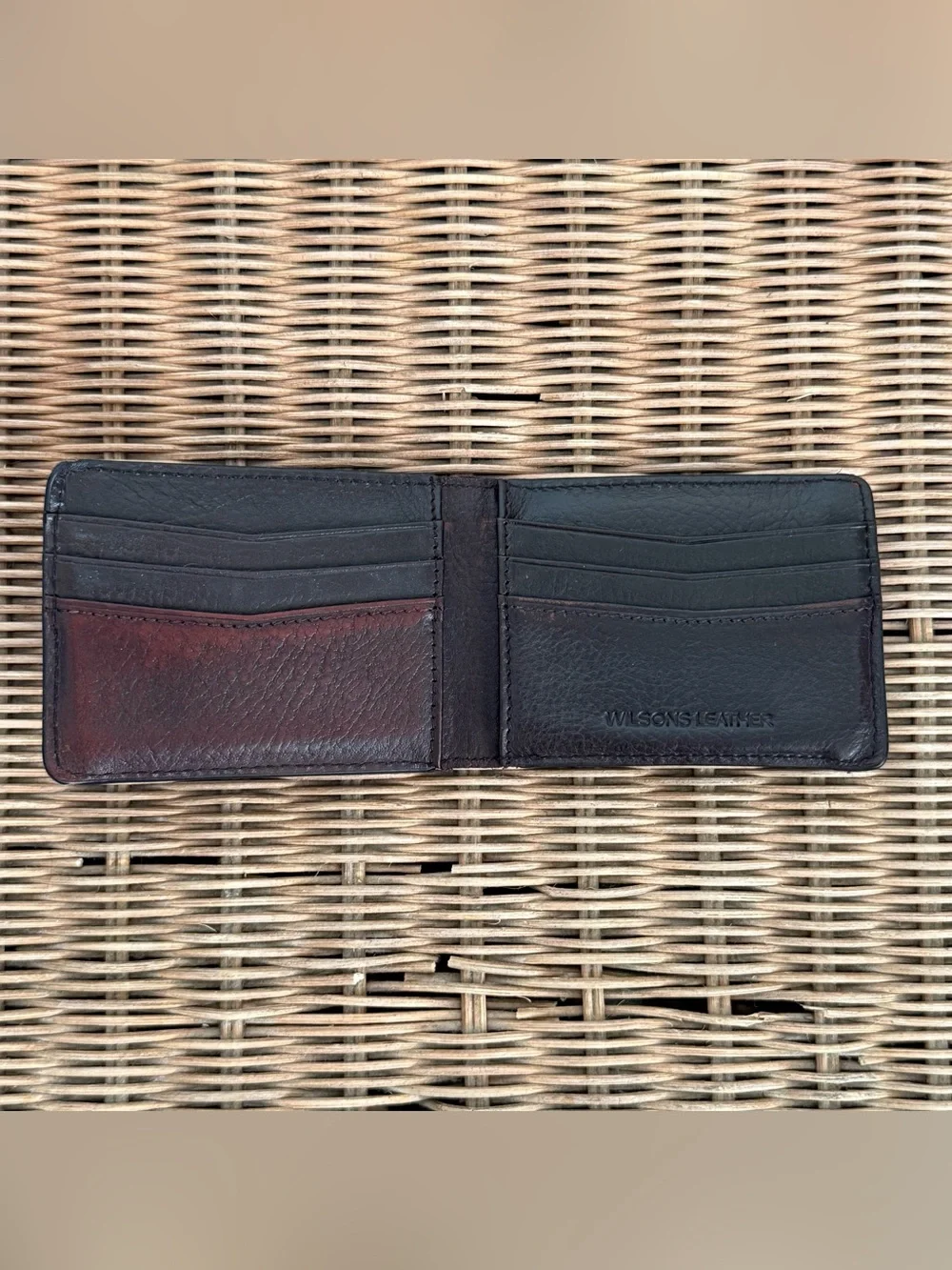 Wilsons Brown Leather Bi-Fold Bottle Opener Money Clip Wallet